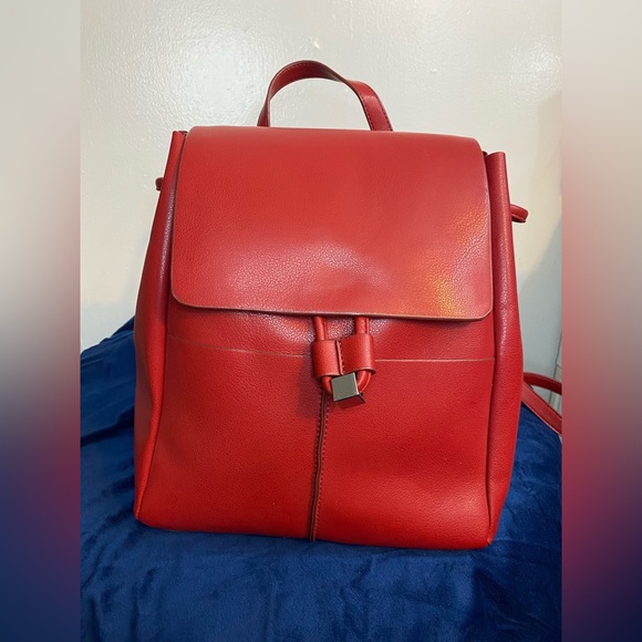Zara Bags Zara Backpack Faux Red Leather Poshmark